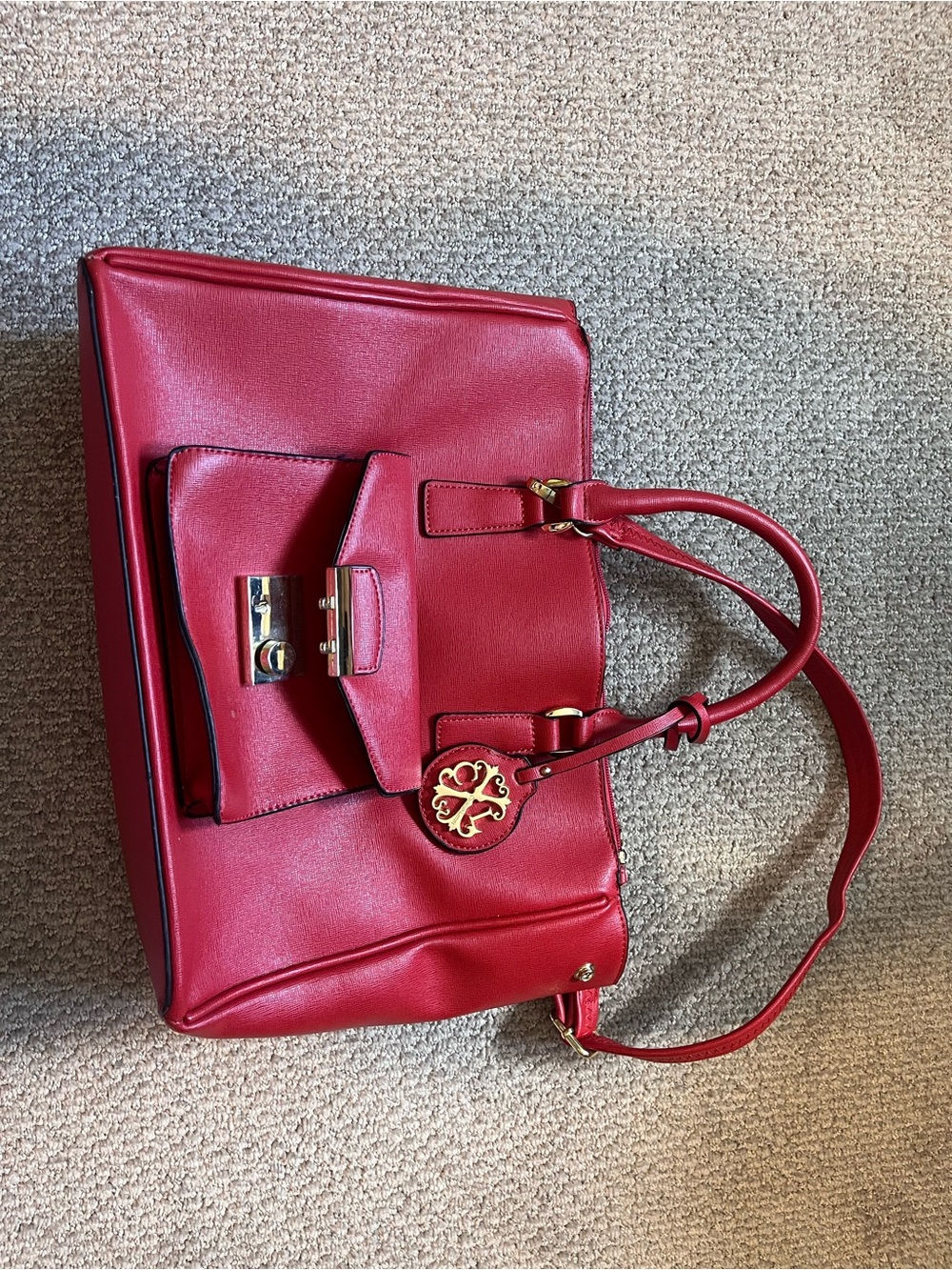 Christian Lacroix Red Leather Shoulder Bag with Gold Hardware